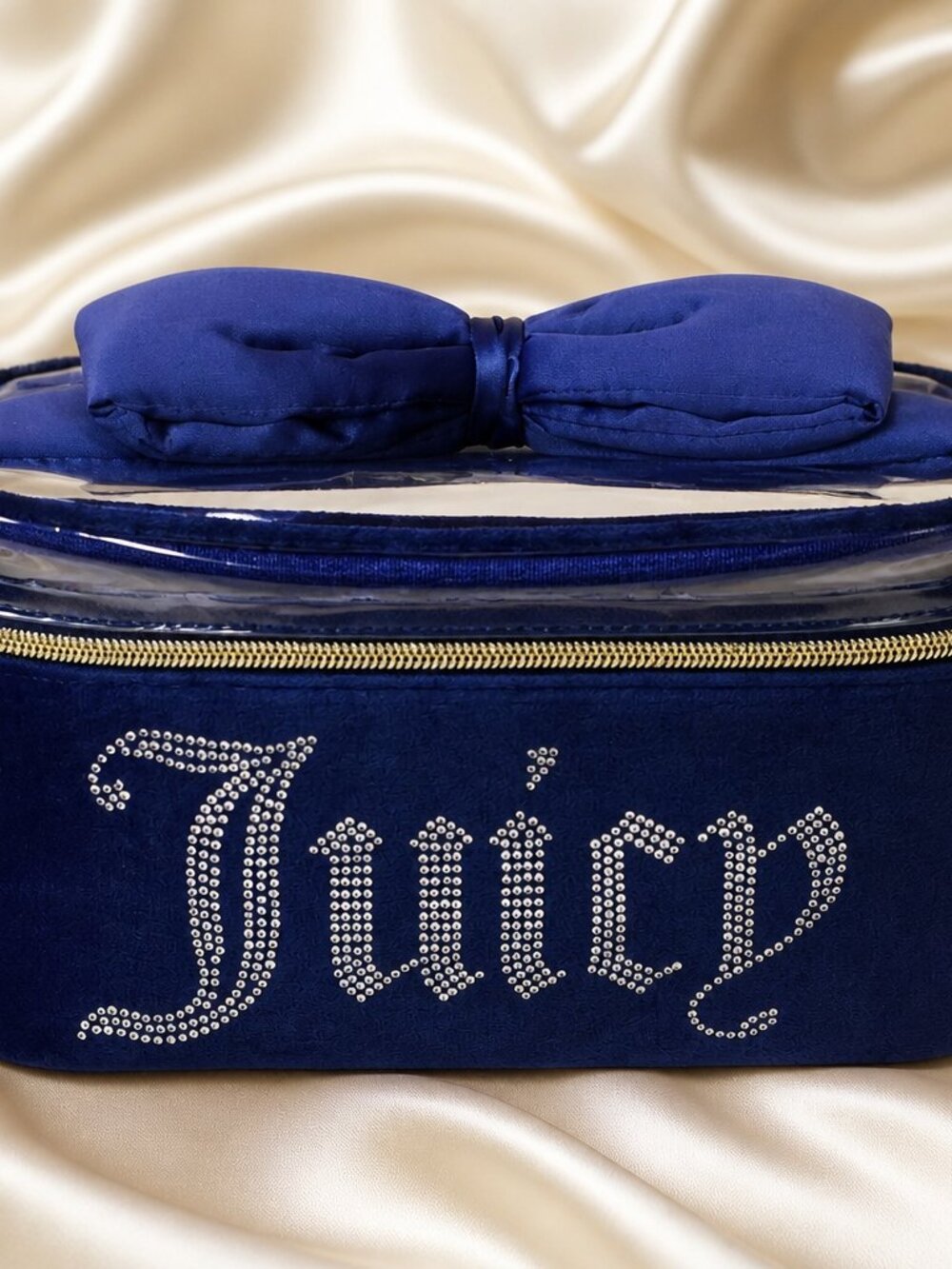 Juicy Couture Royal Blue Velvet Makeup Case | Y2K Beauty Organizer